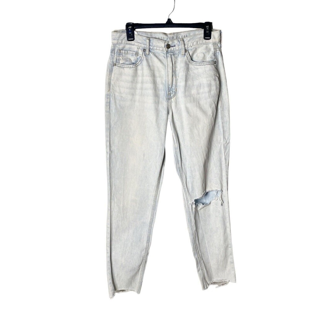 American Eagle Acid Wash Distressed High Rise Mom Jean 100% Cotton Size 6